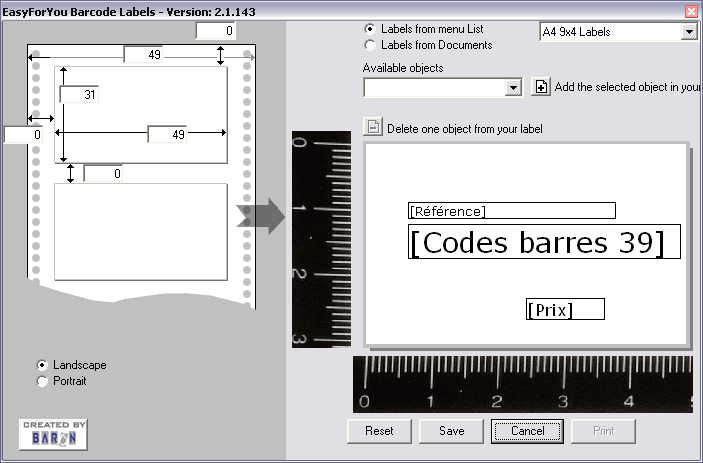 Etiquettes Codebar