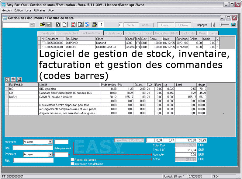 Formation sur logiciel gestion de stock inventaire facturation